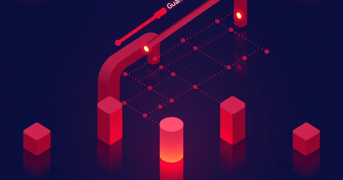 Isometric vector illustration showing security barriers and bypass routes for llm protection systems